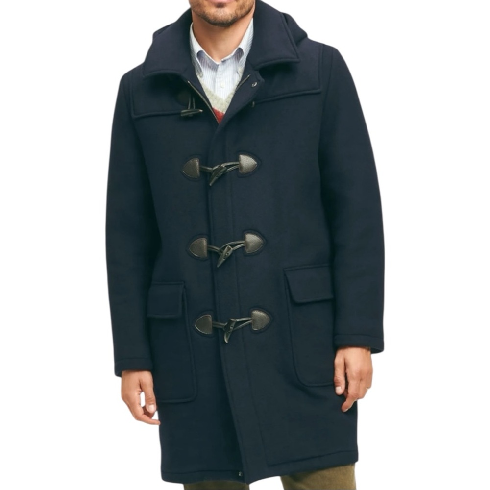 Brooks Brothers Classic Wool Duffle Coat in Navy Blue | MEDIUM